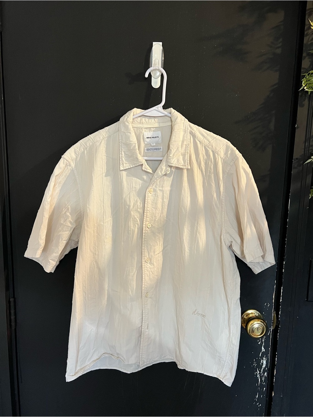 Norse Projects Cream Short-Sleeve Button-Up Shirt